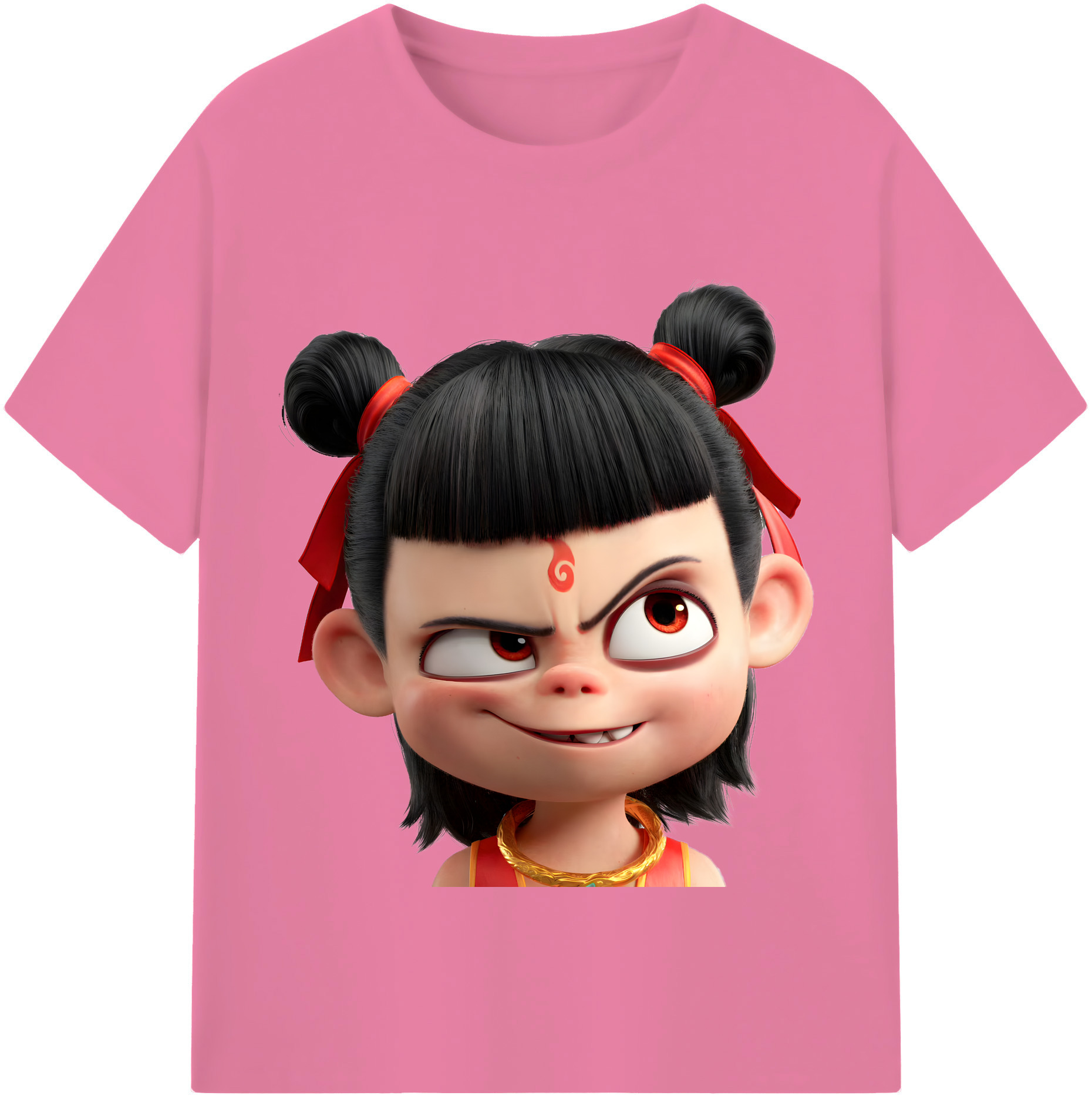 （画像用） Ne Zha 2 ナタ 魔童の大暴れ 綿100％半袖Tシャツ（フロントプリント）